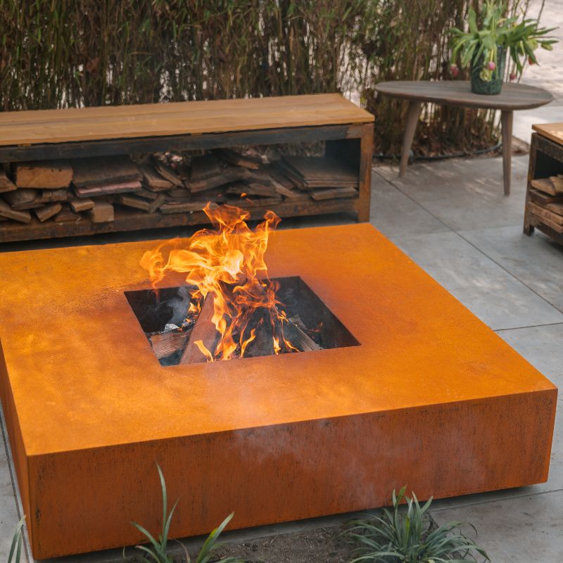 Adezz Forno Square Fire Pit Table Corten Steel