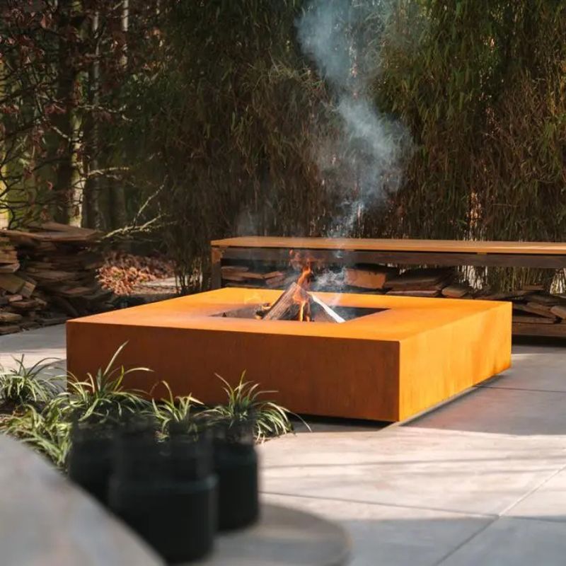 Adezz Forno Square Fire Pit Table Corten Steel