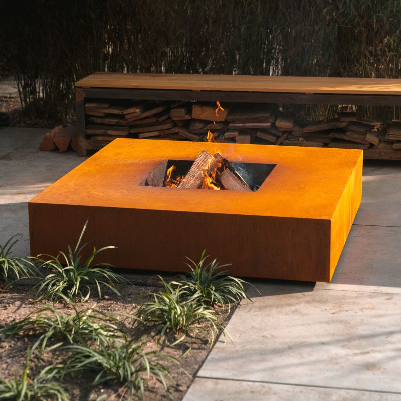 Adezz Forno Square Fire Pit Table Corten Steel