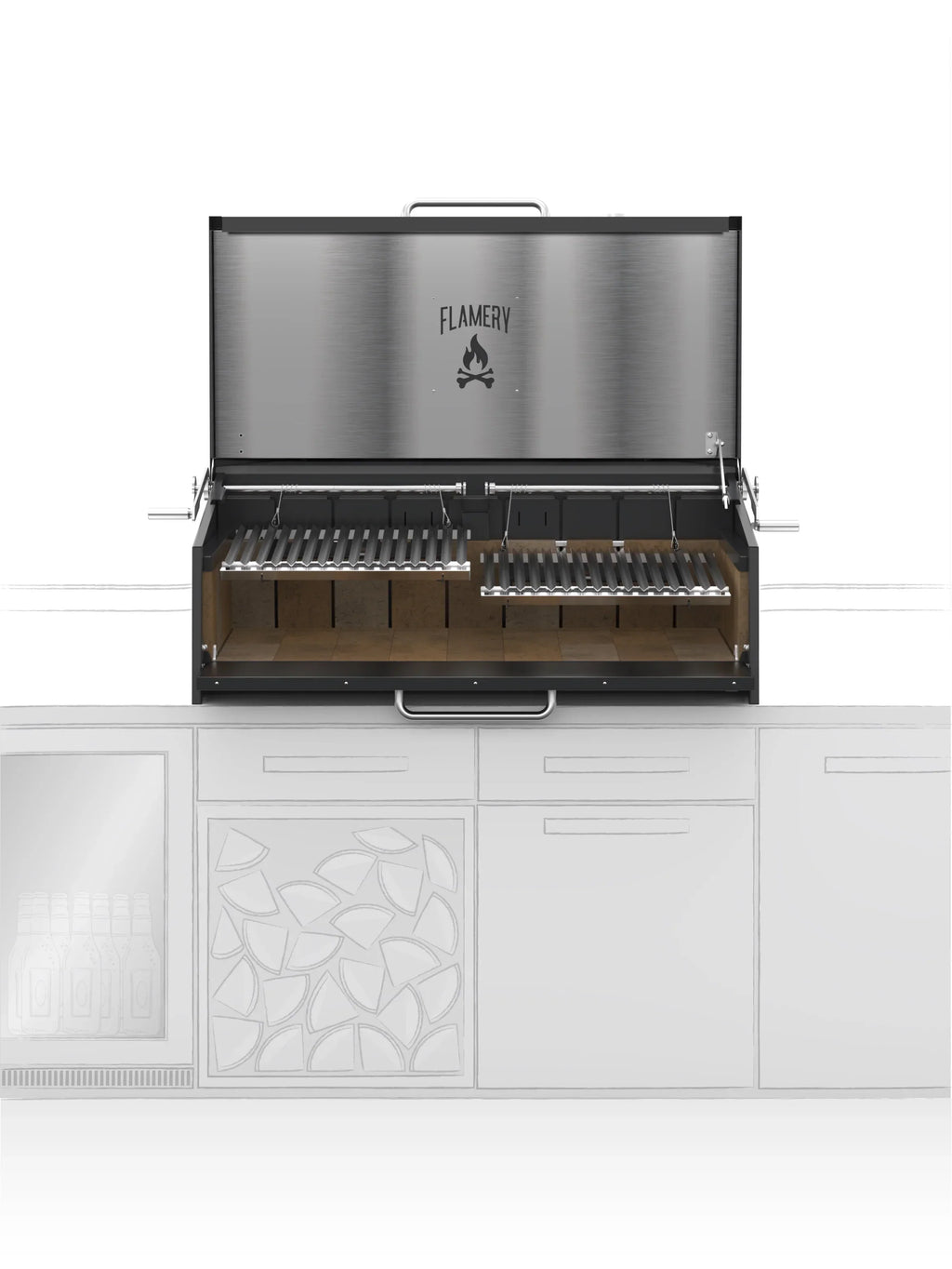 Flamery Large Asado BBQ with Split Grill and Firebox