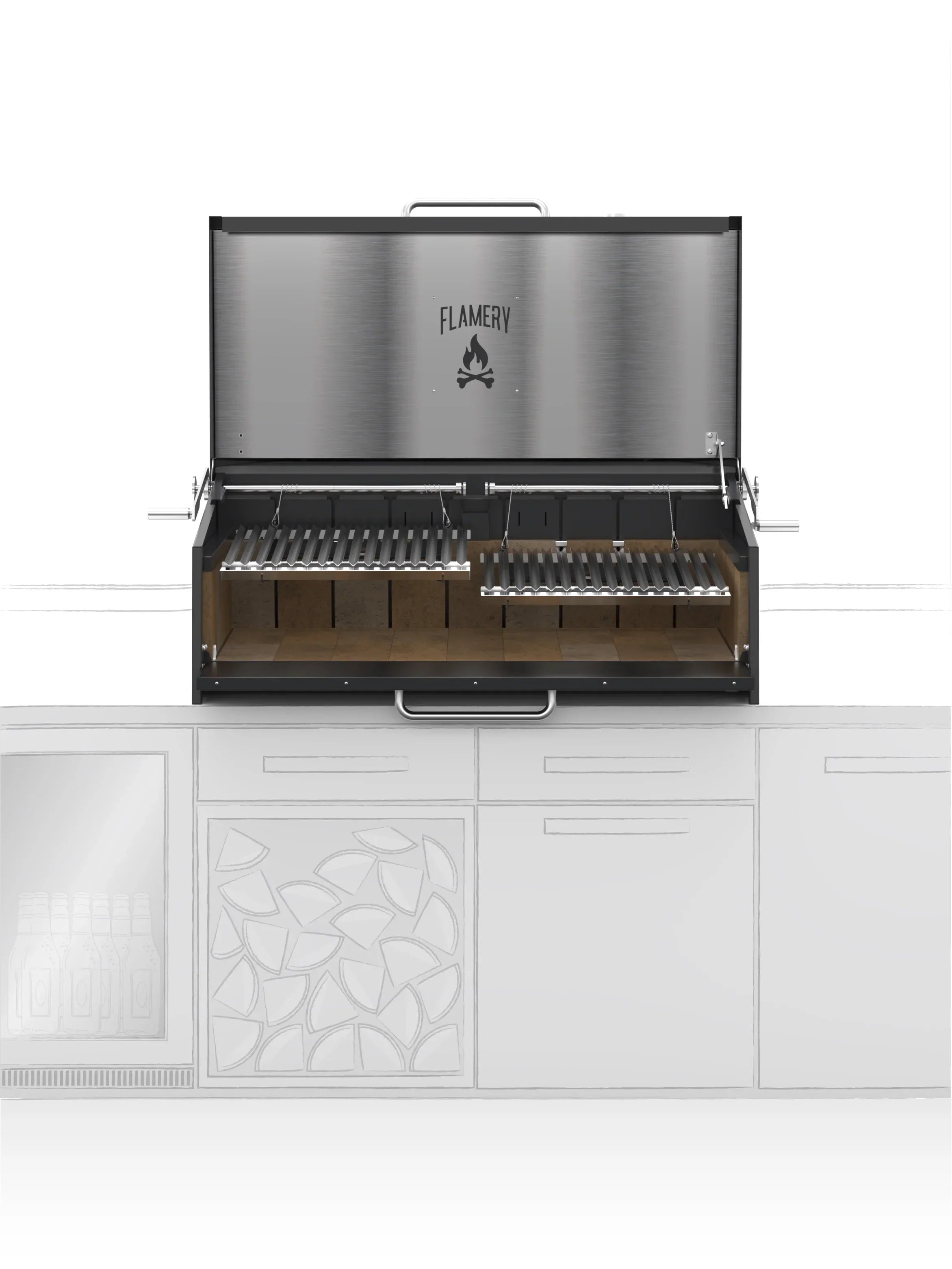 Flamery Large Asado BBQ with Split Grill and Firebox