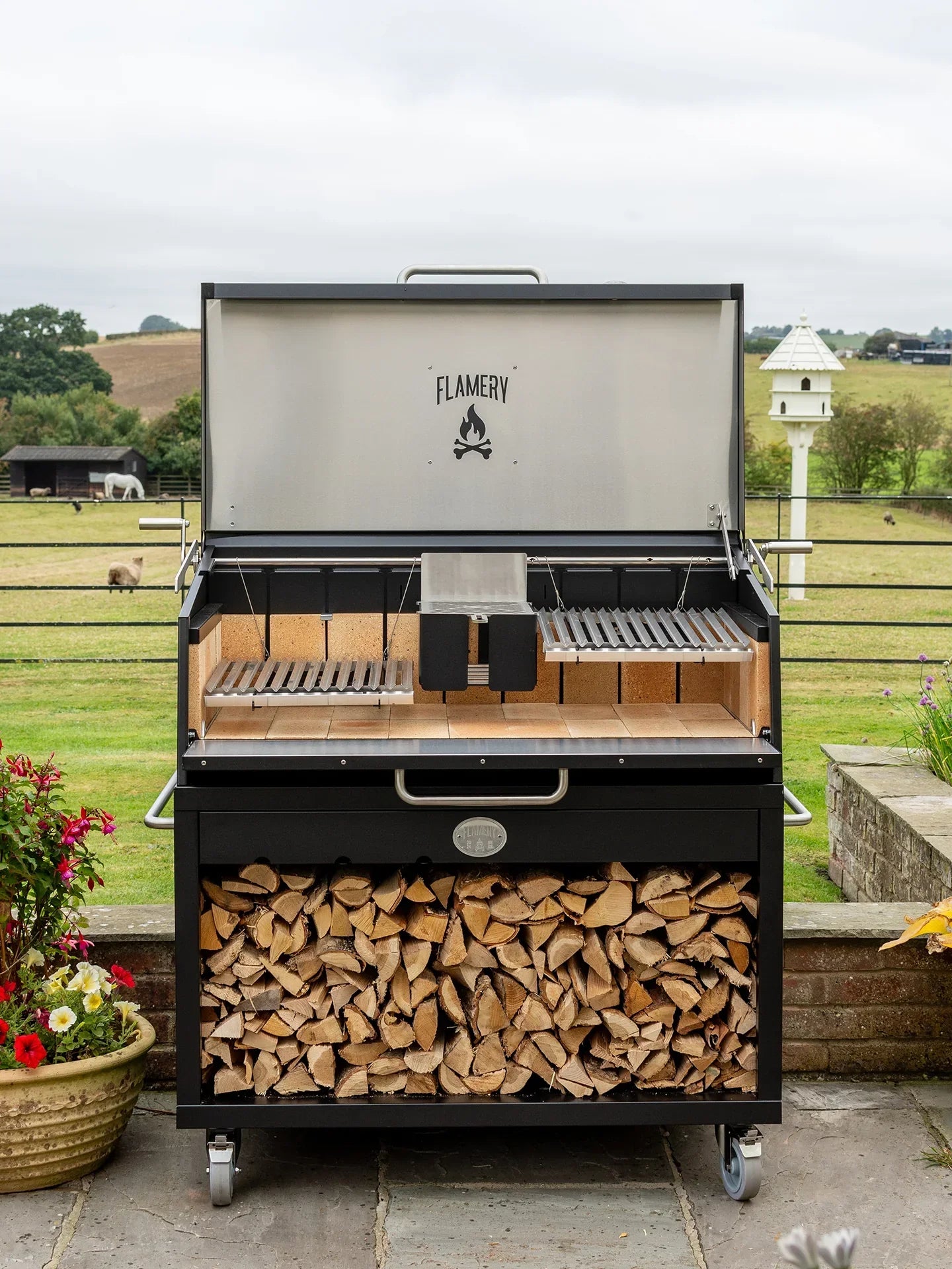 Flamery Large Asado BBQ with Split Grill and Firebox