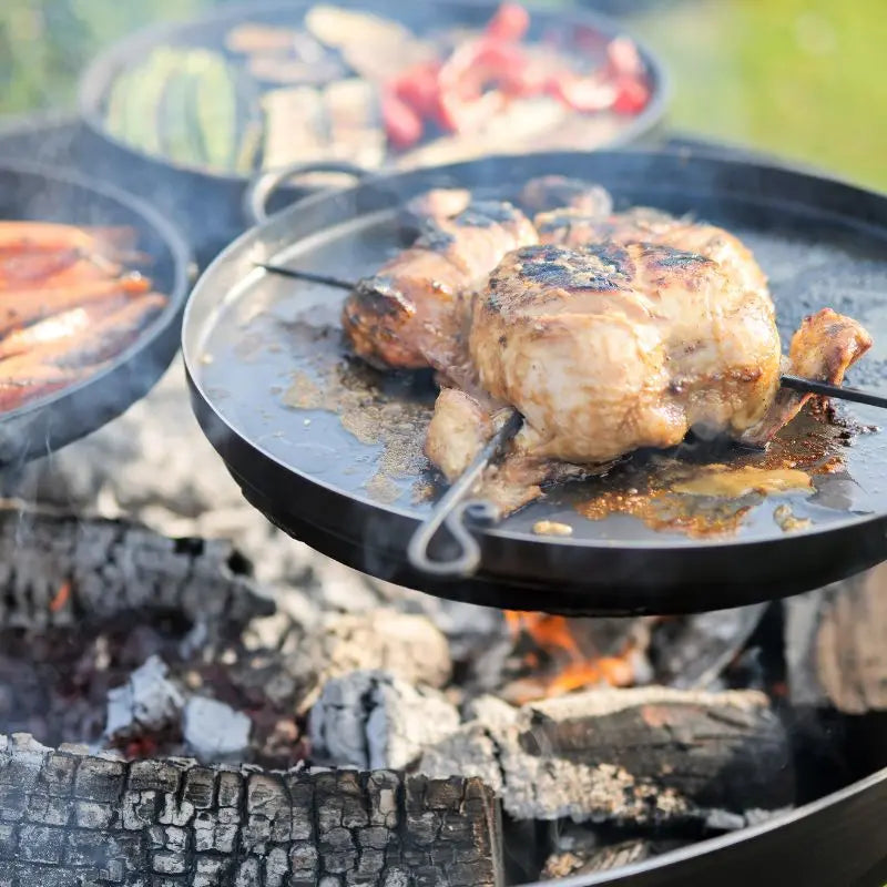 Firepits UK Plain Jane 90 Fire Pit with Three Swing Arm BBQ Racks