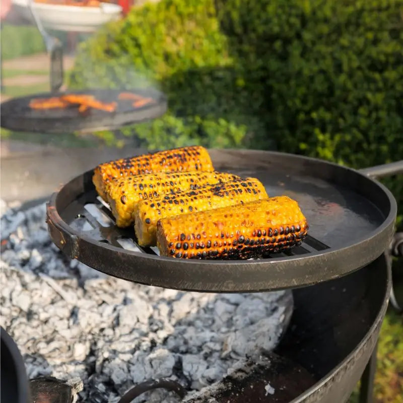 Firepits UK Plain Jane 90 Fire Pit with Three Swing Arm BBQ Racks