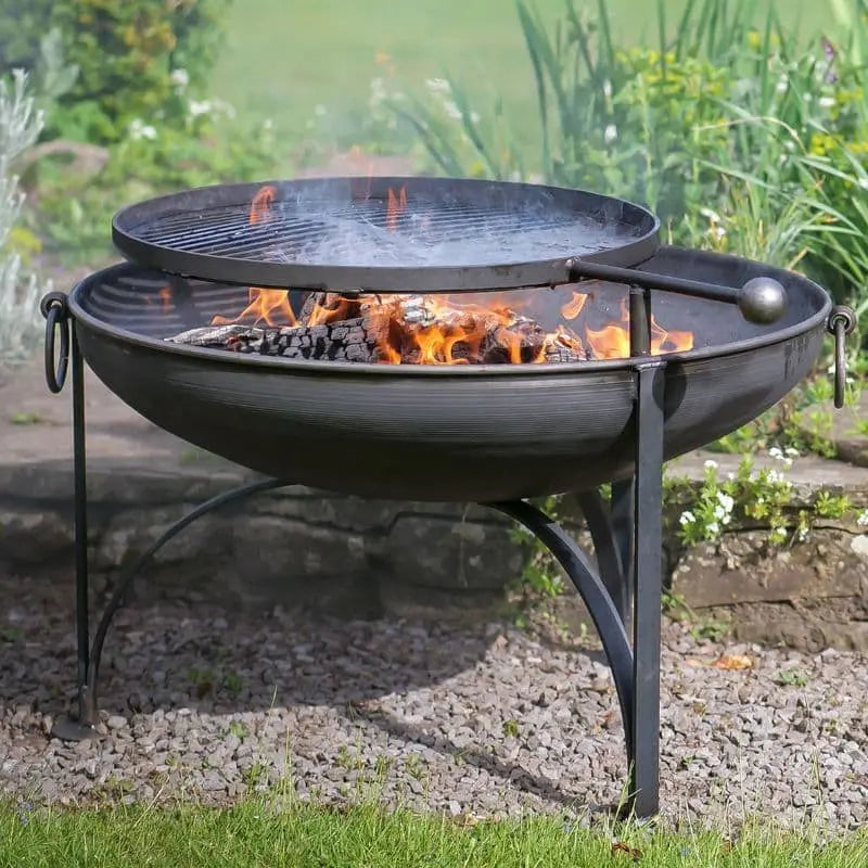 Firepits UK Plain Jane Fire Pit with Swing Arm BBQ Rack