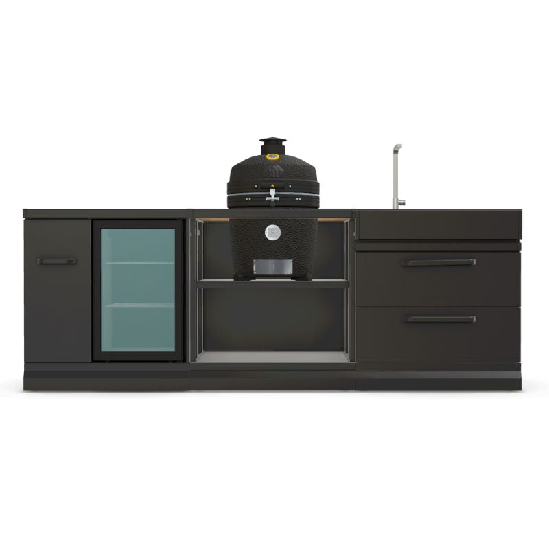 GRLLR Outdoor Kitchen - Ember Classic 18 inch Kamado, Fridge and Sink