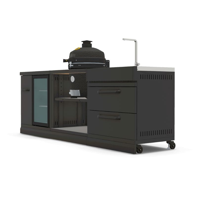 GRLLR Outdoor Kitchen - Ember Classic 18 inch Kamado, Fridge and Sink