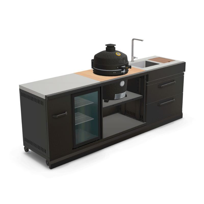 GRLLR Outdoor Kitchen - Ember Classic 18 inch Kamado, Fridge and Sink
