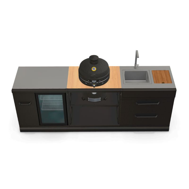GRLLR Outdoor Kitchen - Ember Classic 18 inch Kamado, Fridge and Sink