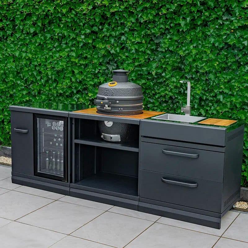 GRLLR Outdoor Kitchen - Ember Classic 18 inch Kamado, Fridge and Sink
