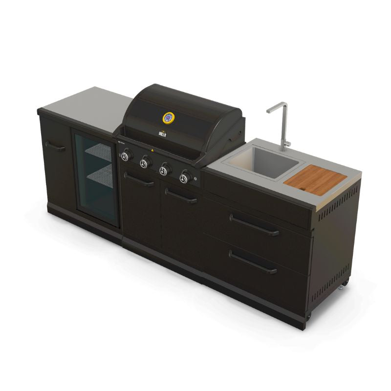 GRLLR Outdoor Kitchen - G4S 4 Burner BBQ, Fridge and Sink