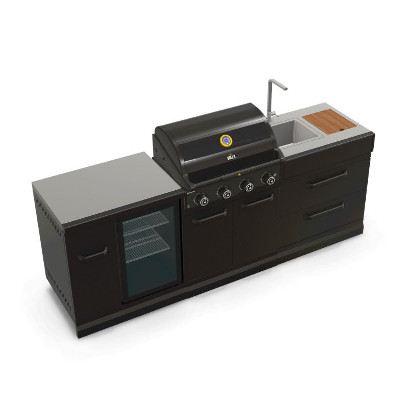 GRLLR Outdoor Kitchen - G4S 4 Burner BBQ, Fridge and Sink