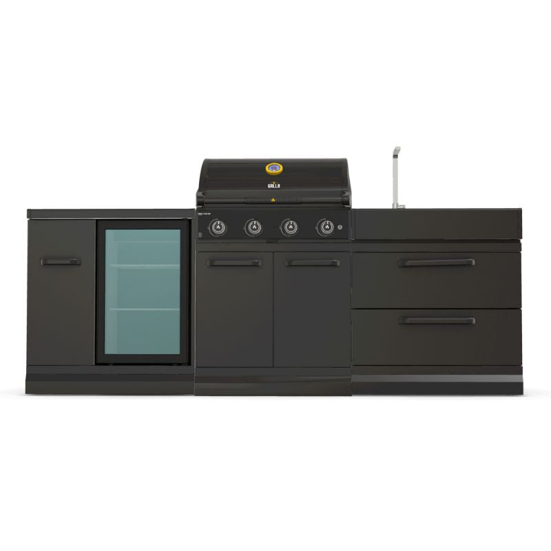 GRLLR Outdoor Kitchen - G4S 4 Burner BBQ, Fridge and Sink