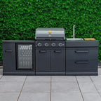 GRLLR Outdoor Kitchen - G4S 4 Burner BBQ, Fridge and Sink