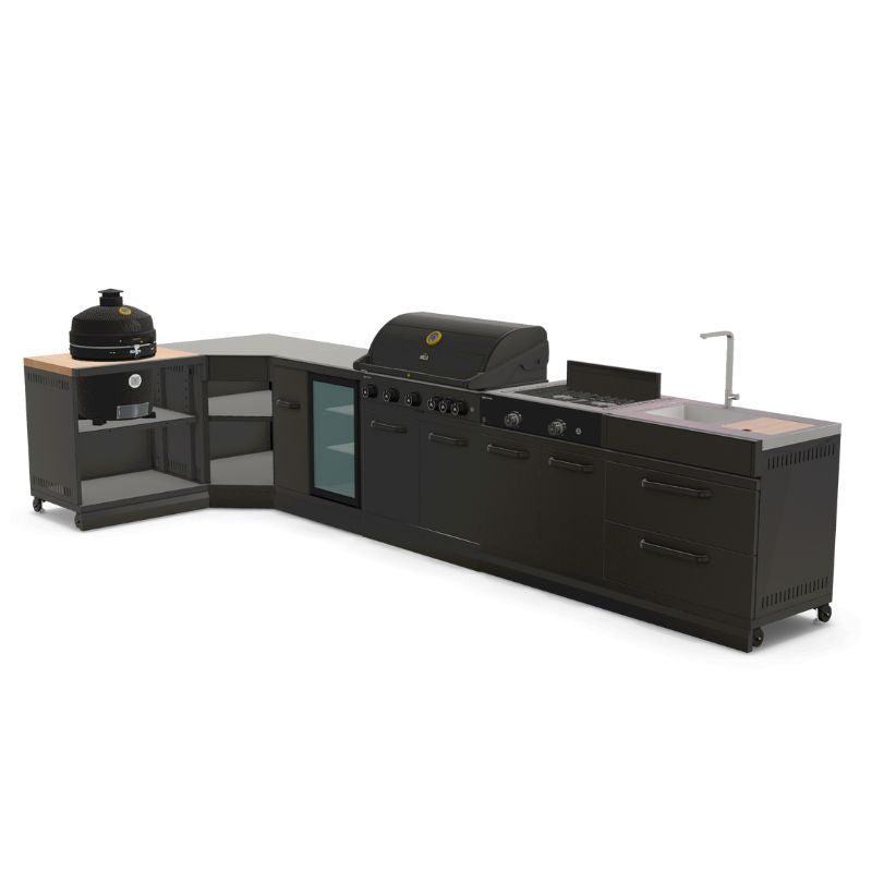 GRLLR Outdoor Kitchen - G5S 5 Burner BBQ, Stove, Fridge, Sink & Kamado Unit