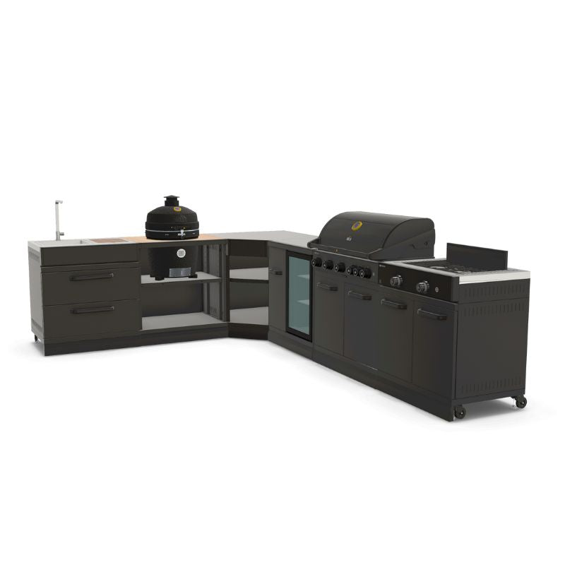 GRLLR Outdoor Kitchen - G5S 5 Burner BBQ, Stove, Sink, Fridge & Kamado Unit