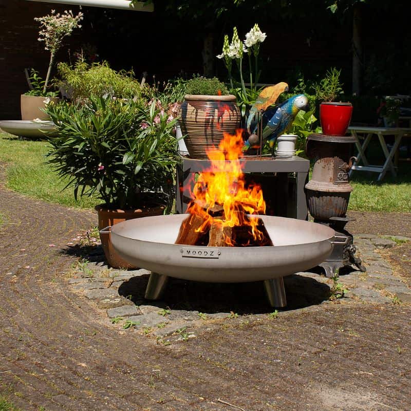 MOODZ Fire Bowl with Feet & Handle Stainless Steel