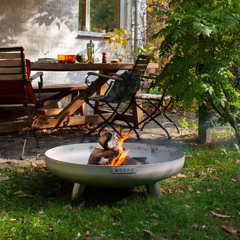 MOODZ Fire Bowl with Feet & Handle Stainless Steel