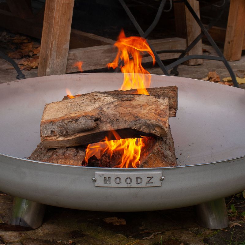 MOODZ Fire Bowl with Feet & Handle Stainless Steel