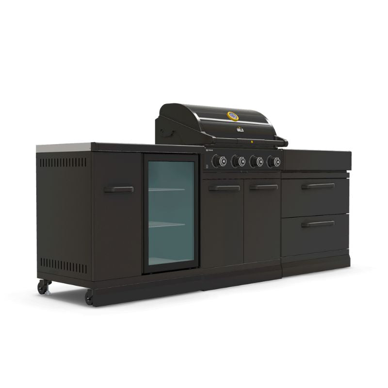 GRLLR Outdoor Kitchen - G4S 4 Burner BBQ, Fridge and Storage Unit