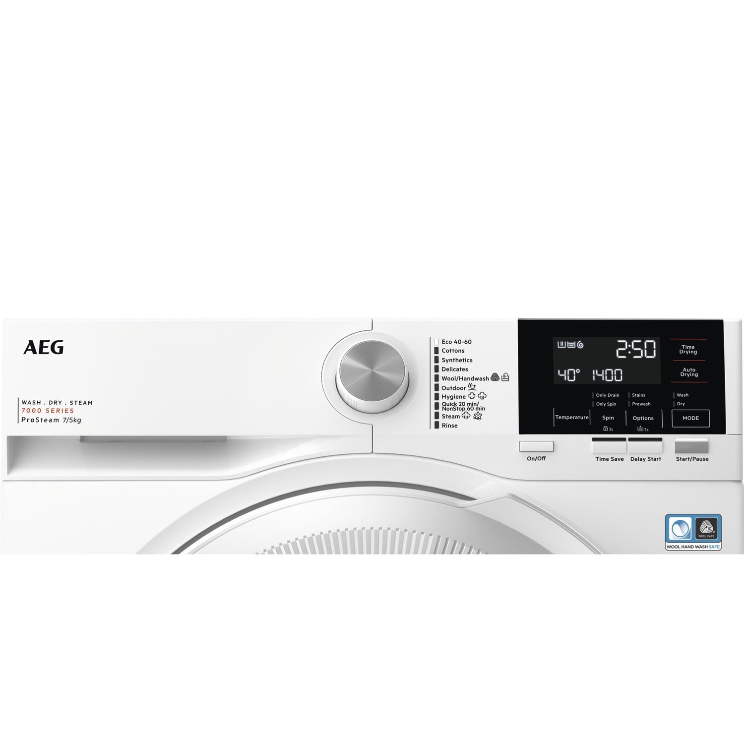 AEG LWR7175M2B Series 7000 ProSteam 1400 Spin 7+5 kg Washer Dryer White