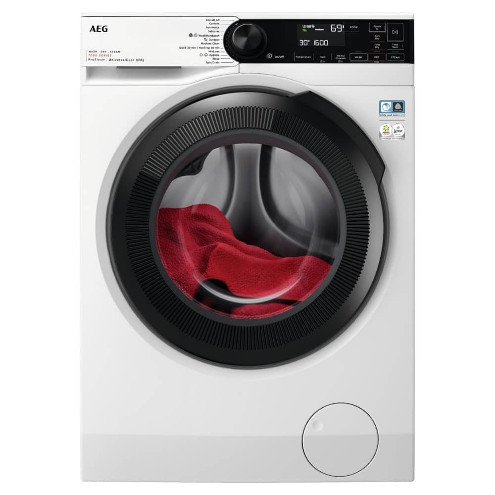 AEG LWR7485M4U Series 7000 ProSteam 8+5kg 1600 Spin Washer Dryer White