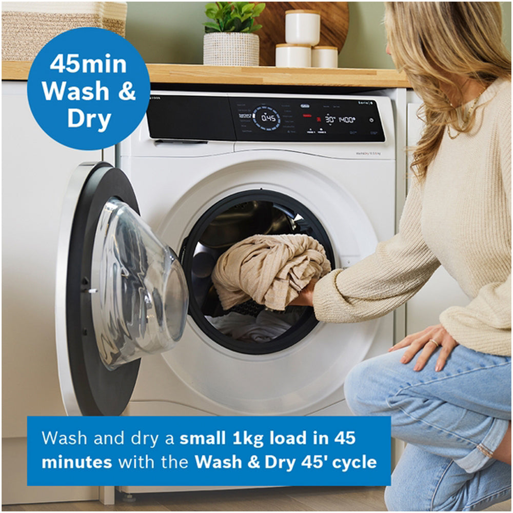 Bosch WNC25410GB Series 8 10.5+6kg Washer Dryer with 1400 Spin White - D Rated
