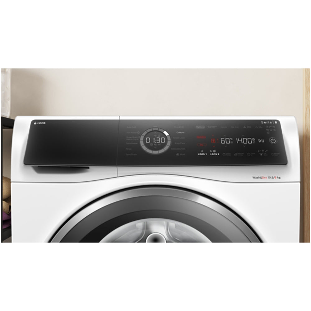 Bosch WNC25410GB Series 8 10.5+6kg Washer Dryer with 1400 Spin White - D Rated
