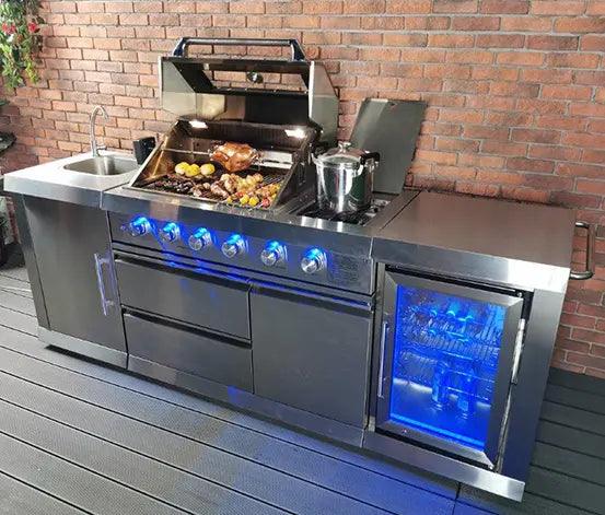 Buschbeck Oxford 4 Burner Gas BBQ Outdoor Kitchen with Fridge and Sink