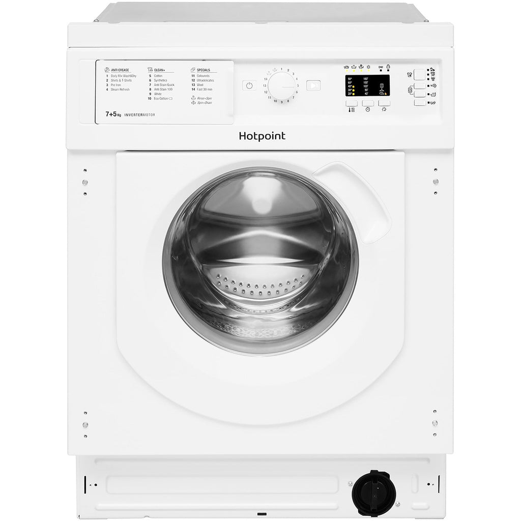Hotpoint BIWDHG75148UKN 7+5kg 1400 Spin Built In Washer Dryer With Anti-Stain White