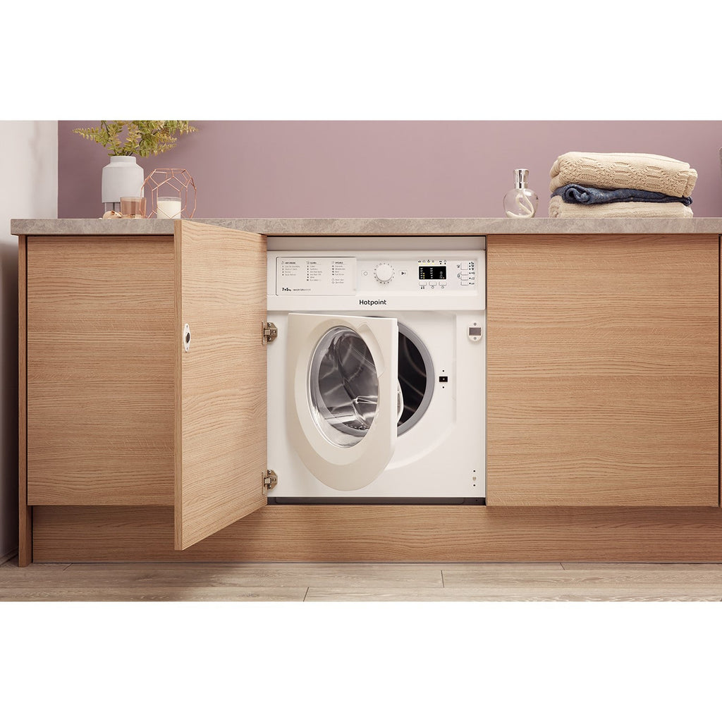 Hotpoint BIWDHG75148UKN 7+5kg 1400 Spin Built In Washer Dryer With Anti-Stain White