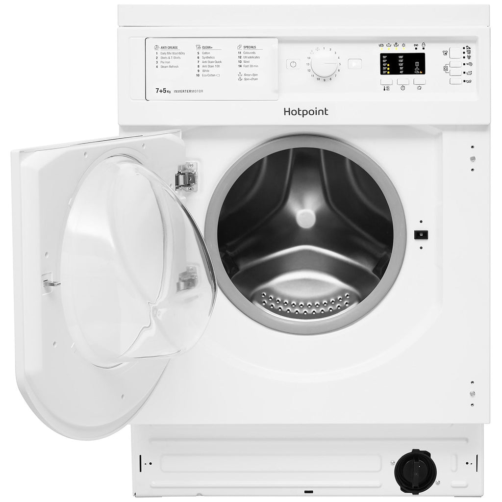 Hotpoint BIWDHG75148UKN 7+5kg 1400 Spin Built In Washer Dryer With Anti-Stain White