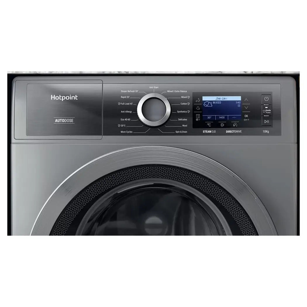 Hotpoint H809ADSGPOWERUK 10kg 1400 Spin GentlePower Washing Machine Silver