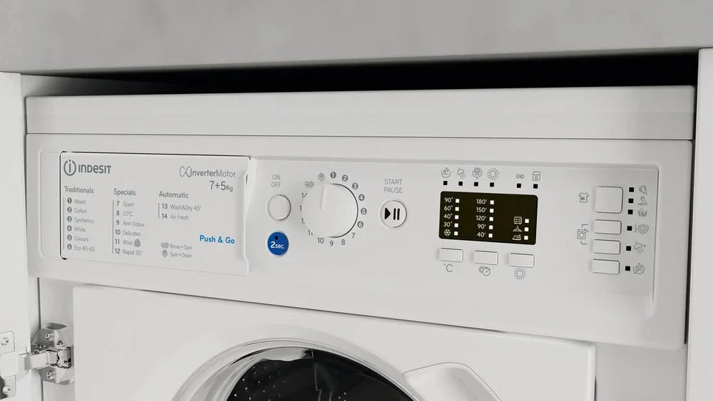 Indesit BIWDIL75148 7kg+5kg 1400 Spin Integrated Washer Dryer White