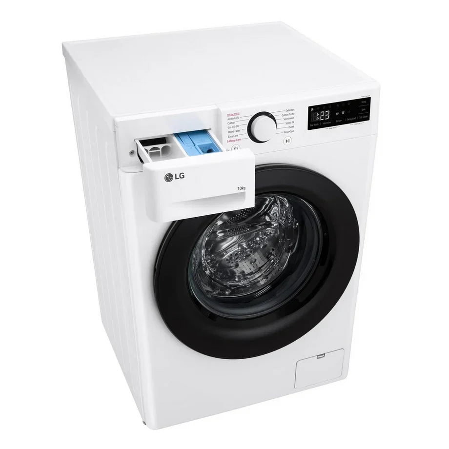 LG F4Y510WBLN1 10kg Steam 1400 Spin Freestanding Front Load Washing Machine White - A Rated