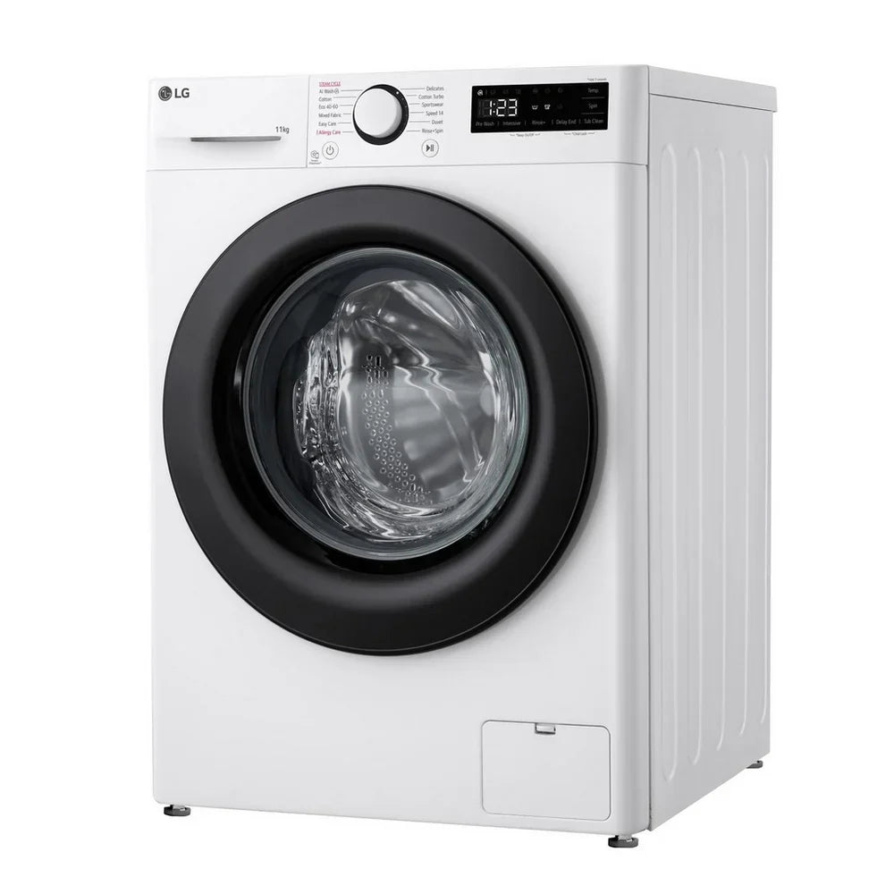 LG F4Y511WBLN1 11kg Steam 1400 Spin Freestanding Front Load Washing Machine White - A Rated