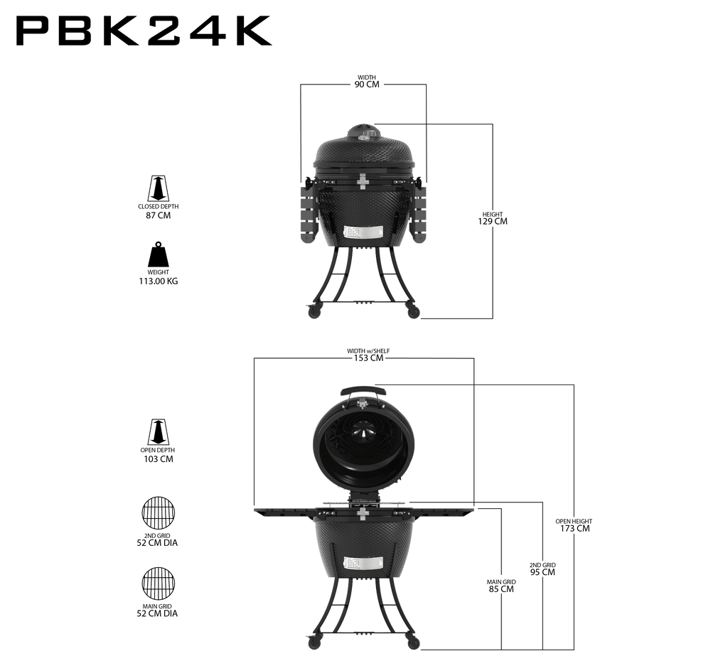 Pit Boss K24 24" (60cm) Black Ceramic Kamado BBQ with Cover