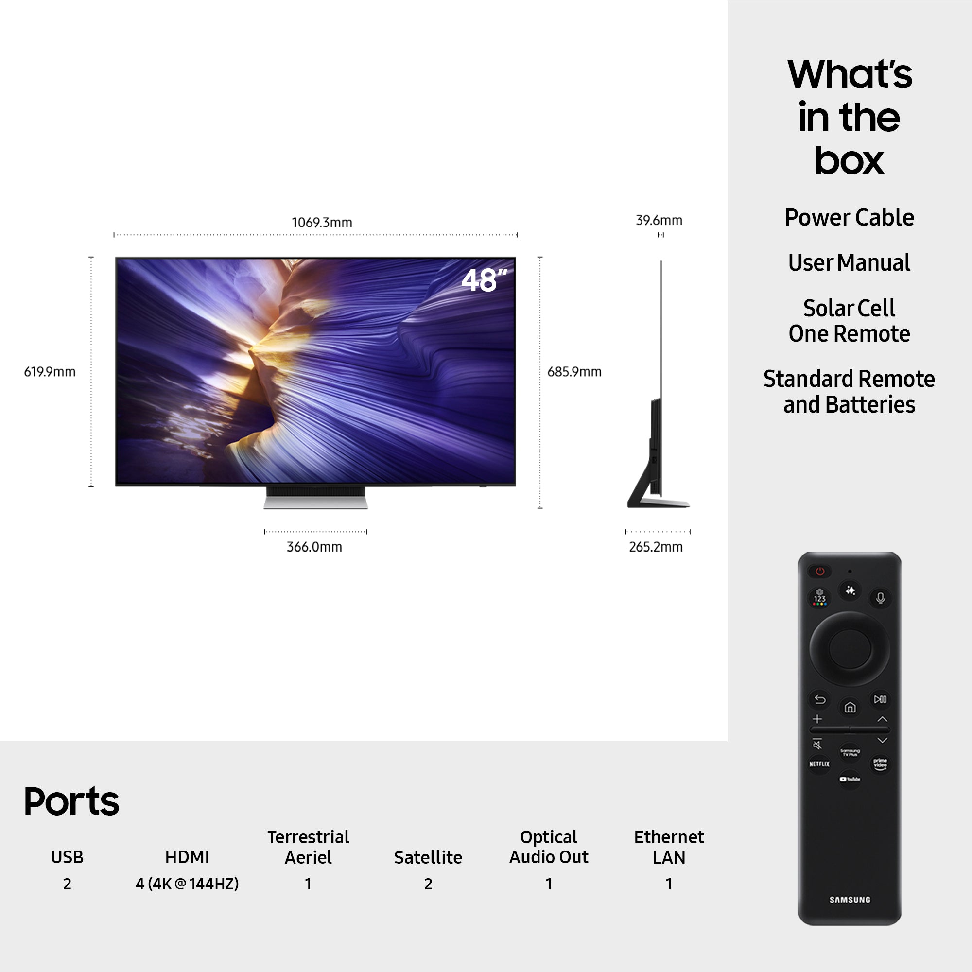 Samsung QE48S90FAEXXU 48 Inch S90F 4K OLED Ultra HD HDR Smart AI TV 2025
