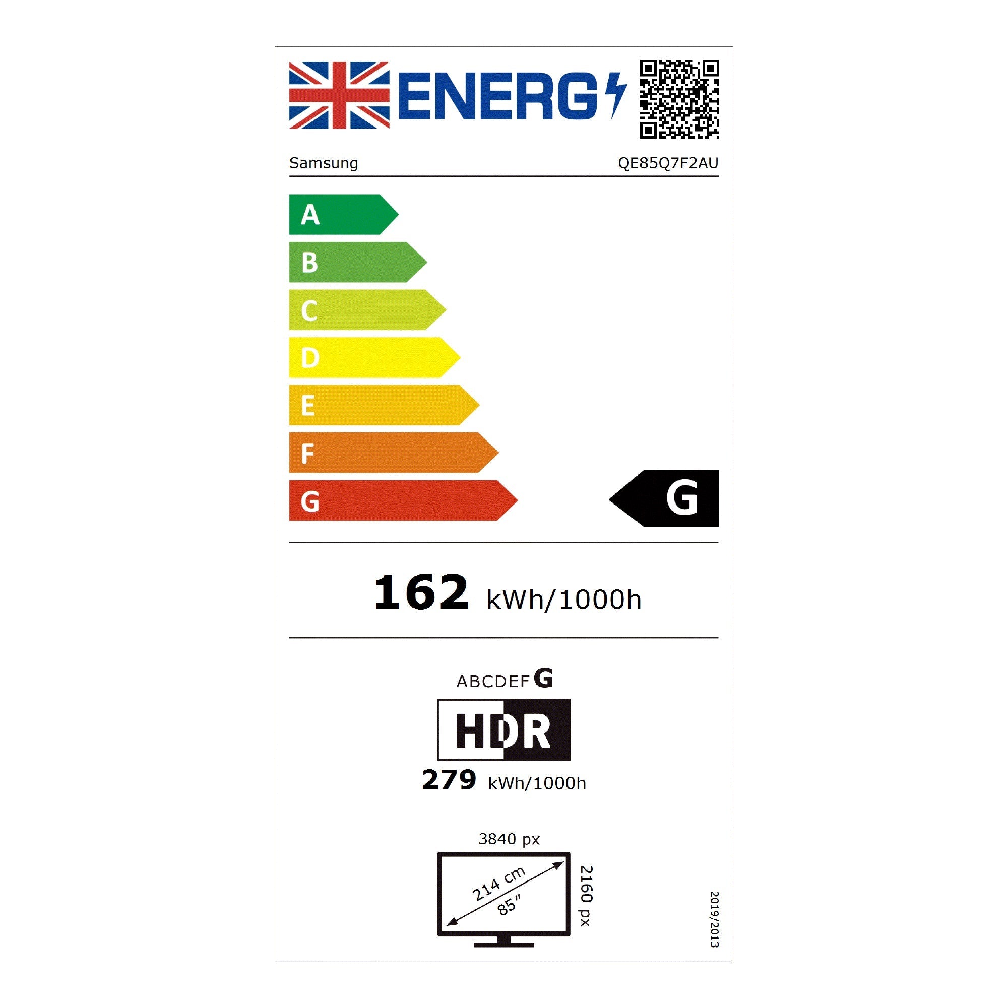 Samsung QE85Q7F2AUXXU 85 Inch Q7F2 4K QLED Ultra HD HDR AI Smart TV 2025