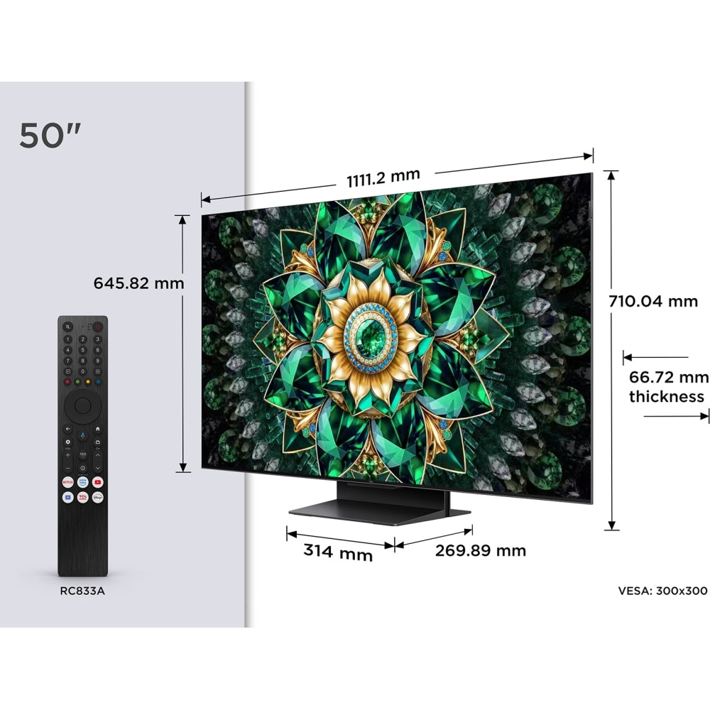 TCL 50Q7C-UK 50 Inch Q7C 4K Ultra HD HDR QD-Mini LED Smart Google TV 2025