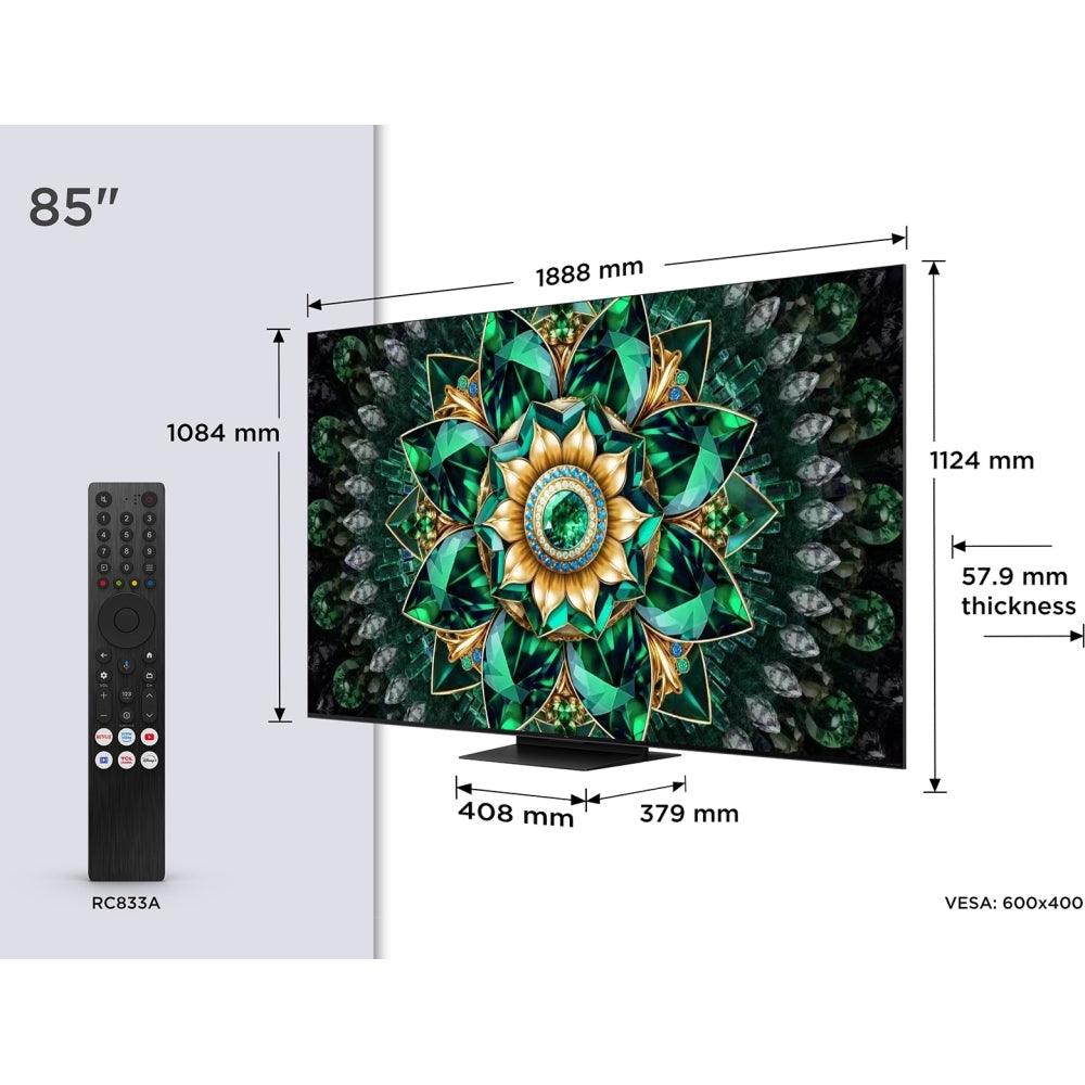TCL 85Q7C-UK 85 Inch Q7C 4K Ultra HD HDR QD-Mini LED Smart Google TV 2025