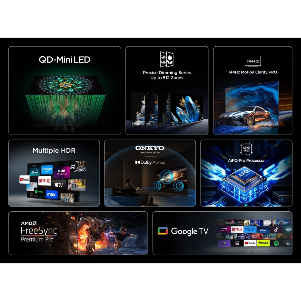 TCL 98Q6C-UK 98 Inch Q6C 4K Ultra HD HDR QD-Mini LED Smart Google TV 2025