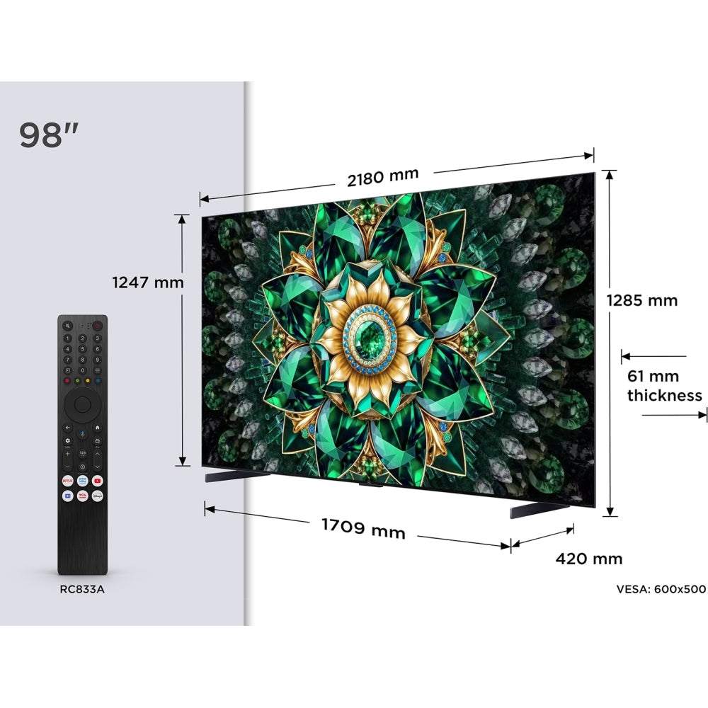 TCL 98Q7C-UK 98 Inch Q7C 4K Ultra HD HDR QD-Mini LED Smart Google TV 2025